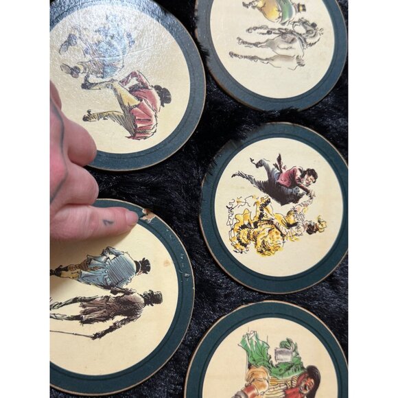 Vintage Golden Cross Coaster Set With Humorous Illustrations In Original Box - Picture 3 of 11